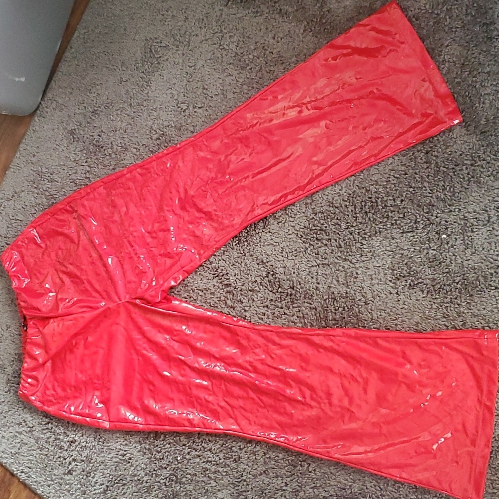Red Latex Bootcut pants